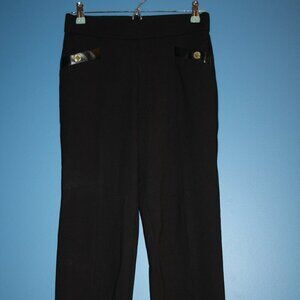 Anne Klein Slip-On Ankle Pants w/Vegan Leather Trim on Front Pockets Small NWOT